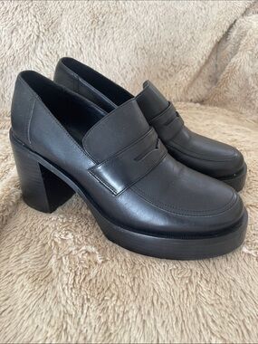 Tony Bianco Black Platform Block Heel Loafer